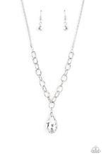 Load image into Gallery viewer, Mega Modern - Silver Chain Necklace with a Teardrop Rhinestone - Paparazzi Accessories