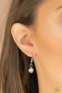 Mega Modern - Silver Chain Necklace with a Teardrop Rhinestone - Paparazzi Accessories