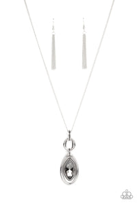 Glamorously Glaring - Silver Rhinestone Pendant Necklace - Paparazzi Accessories