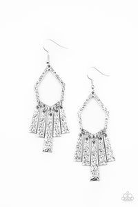 Museum Find - Silver Hammered Geometric Shape Earrings - Paparazzi Accessories
