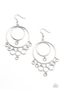 Roundabout Radiance - Silver Circle and Rings Earrings - Paparazzi Accessories