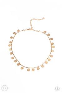 Musically Minimalist - Gold Disc Choker Necklace - Paparazzi Accessories