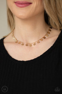 Musically Minimalist - Gold Disc Choker Necklace - Paparazzi Accessories