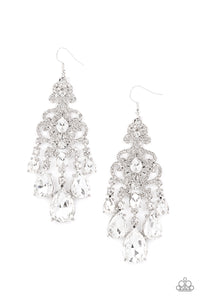 Queen Of All Things Sparkly - White Rhinestone EMP 2021 Earrings - Paparazzi Accessories 