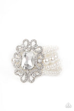 Load image into Gallery viewer, Rule The Room - White Pearl and Rhinestone Stretchy Bracelet - EMP 2021 - Paparazzi Accessories