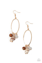 Load image into Gallery viewer, Golden Grotto - White and Wooden Bead Seashell Earrings - Paparazzi Accessories