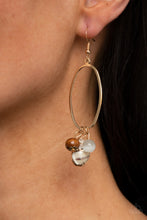 Load image into Gallery viewer, Golden Grotto - White and Wooden Bead Seashell Earrings - Paparazzi Accessories