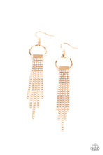Load image into Gallery viewer, Tapered Twinkle - Gold Earrings with White Rhinestones - Paparazzi Accessories
