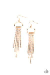 Tapered Twinkle - Gold Earrings with White Rhinestones - Paparazzi Accessories