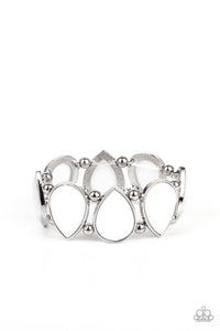 Flamboyant Tease - White Teardrop Bead Bracelet - Paparazzi Accessories