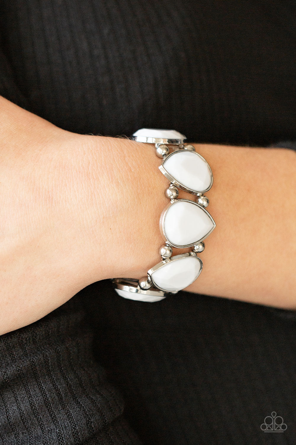 Flamboyant Tease - White Teardrop Bead Bracelet - Paparazzi Accessories