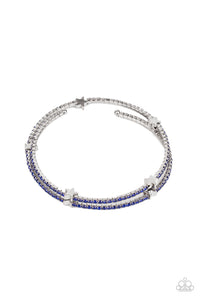Let Freedom BLING - Blue Rhinestone and Star Coil Bracelet - Paparazzi Accessories