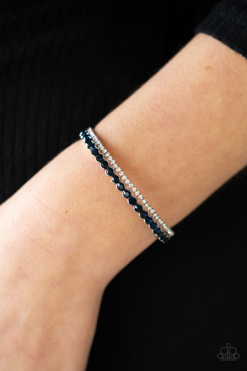 Fairytale Sparkle - Blue and White Rhinestone Cuff Bracelet - Paparazzi Accessories