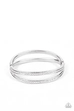 Load image into Gallery viewer, A Show of FIERCE - White Rhinestone Hinge Bracelet - Paparazzi Accessories