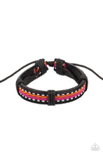 Load image into Gallery viewer, Forging a Trail - Orange, Pink, and White Urban Leather Pull-Tie Bracelet - Paparazzi Accessories