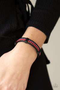 Forging a Trail - Orange, Pink, and White Urban Leather Pull-Tie Bracelet - Paparazzi Accessories