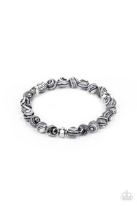 Awakened - White and Black Marble Bead Stretchy Bracelet - Paparazzi Accessories
