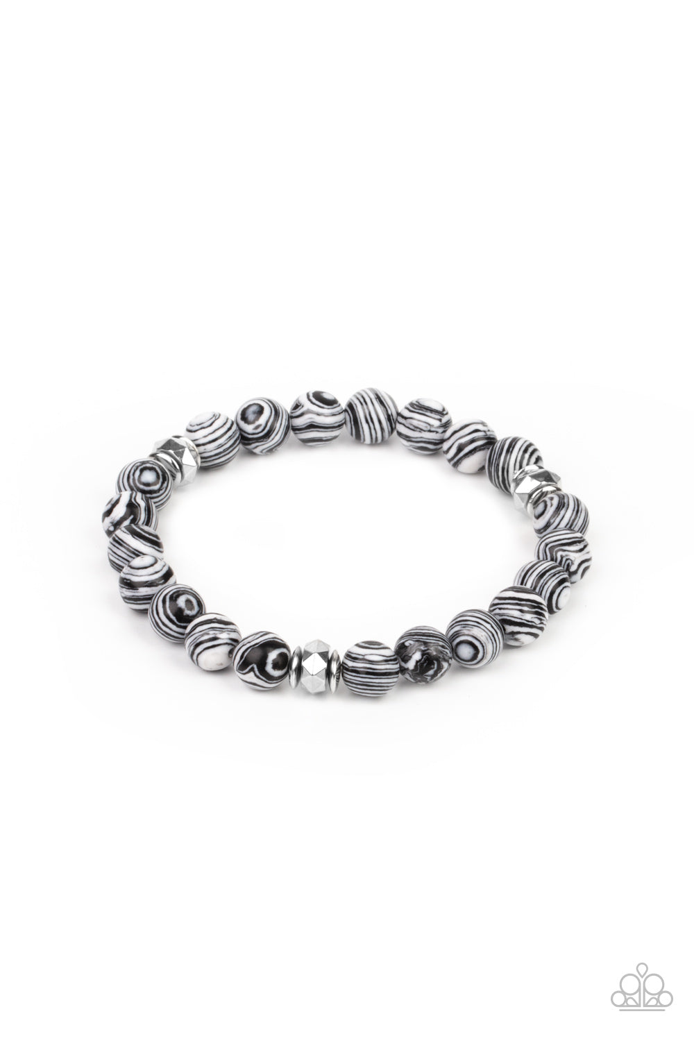 Awakened - White and Black Marble Bead Stretchy Bracelet - Paparazzi Accessories
