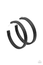 Load image into Gallery viewer, Leather-Clad Legend - Black Leather Hoop Earrings - Paparazzi Accessories
