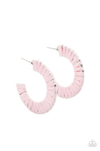 Load image into Gallery viewer, A Chance of RAINBOWS - Pink Whicker-Like Hoop Earrings - Paparazzi Accessories