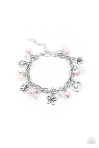 Retreat into Romance - Pink / Iridescent Bead Charm Bracelet - Paparazzi Accessories