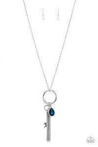 Unlock Your Sparkle - Blue Gem and Charm Necklace - Paparazzi Accessories