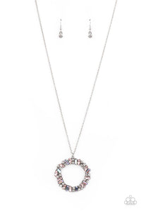 Wreathed in Wealth - Pink, White and Iridescent Rhinestone Necklace - Paparazzi Accessories