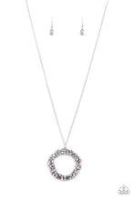 Load image into Gallery viewer, Wreathed in Wealth - Purple, White, and Iridescent Rhinestone Circle Pendant Necklace - Paparazzi Accessories