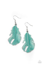 Load image into Gallery viewer, Heads QUILL Roll - Blue Polished Silver Feather Earrings - Paparazzi Accessories