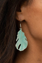 Load image into Gallery viewer, Heads QUILL Roll - Blue Polished Silver Feather Earrings - Paparazzi Accessories