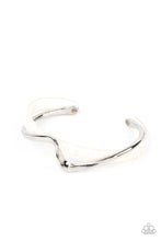 Load image into Gallery viewer, Craveable Curves - White Acrylic and Silver Cuff Bracelet - Paparazzi Accessories