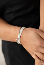 Load image into Gallery viewer, Craveable Curves - White Acrylic and Silver Cuff Bracelet - Paparazzi Accessories