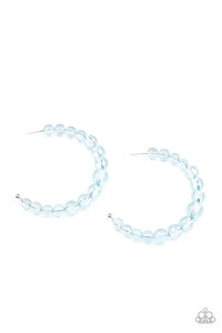 In The Clear - Blue Translucent Bead Hoop earrings Paparazzi Accessories