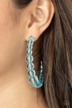 Load image into Gallery viewer, In The Clear - Blue Translucent Bead Hoop earrings Paparazzi Accessories