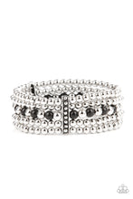 Load image into Gallery viewer, Gloss Over The Details - Black and Silver Bead Stretchy Bracelet - Paparazzi Accessories