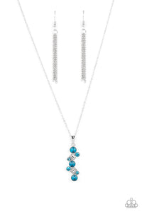 Classically Clustered - Blue and White Rhinestone Necklace - Paparazzi Accessories
