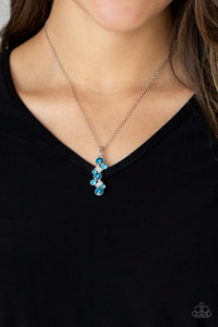Classically Clustered - Blue and White Rhinestone Necklace - Paparazzi Accessories
