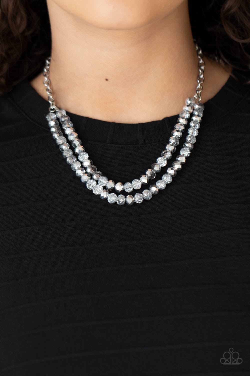 May The FIERCE Be With You - Silver Crystal Bead Tiered Necklace - Paparazzi Accessories