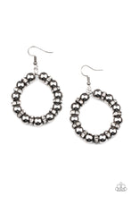 Load image into Gallery viewer, Cosmic Halo - Black / Gunmetal and Iridescent Rhinestone Earrings - Paparazzi Accessories 