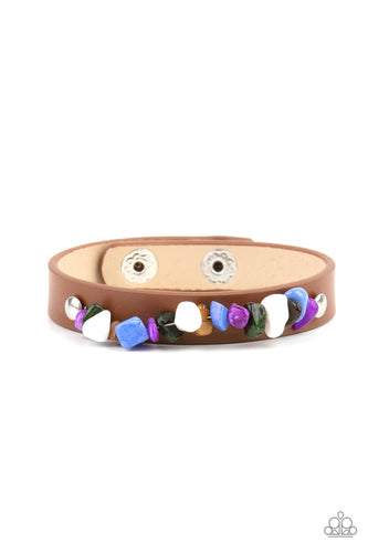 Pebble Paradise - Multi Color Pebble Urban Leather Wrap Bracelet - Paparazzi Accessories