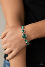 Load image into Gallery viewer, Lustrous Luminosity - Green Rhinestone Clasp Bracelet - Paparazzi Accessories