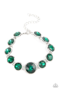 Lustrous Luminosity - Green Rhinestone Clasp Bracelet - Paparazzi Accessories