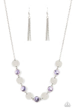 Load image into Gallery viewer, Refined Reflections - Purple Rhinestone and Silver Disc Necklace - Paparazzi Accessories