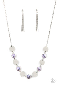 Refined Reflections - Purple Rhinestone and Silver Disc Necklace - Paparazzi Accessories