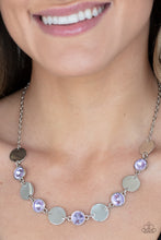 Load image into Gallery viewer, Refined Reflections - Purple Rhinestone and Silver Disc Necklace - Paparazzi Accessories