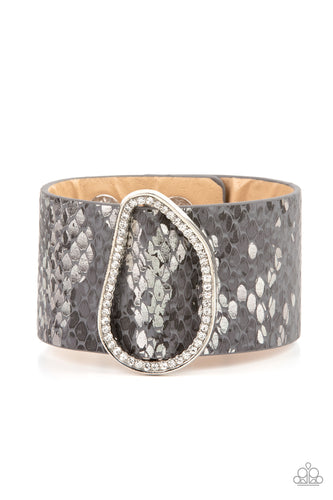HISS-tory In The Making - Silver Python and Rhinestone Wrap Bracelet - Paparazzi Accessories