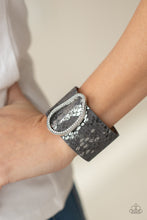 Load image into Gallery viewer, HISS-tory In The Making - Silver Python and Rhinestone Wrap Bracelet - Paparazzi Accessories