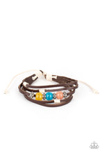 Load image into Gallery viewer, Homespun Radiance - Multi Color - Yellow, Orange, and Blue Urban Pull-Tie Bracelet - Paparazzi Accessories