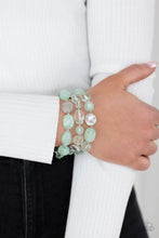 Load image into Gallery viewer, Oceanside Bliss - Green and Silver Bead Stretchy Bracelet - Paparazzi Accessories