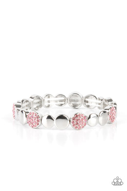 Dimensional Dazzle - Pink Rhinestone Stretchy Bracelet - Paparazzi Accessories